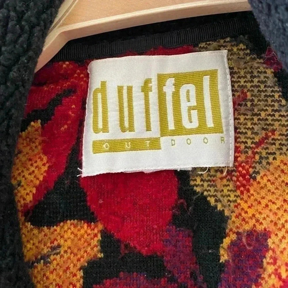 Vintage Retro Autumn Fall Leaves 90s Fleece Mock Neck Full Zip Vest Size Large - Picture 5 of 5